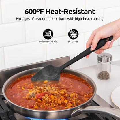 Silicone Spatula Set with 600 Degrees Fahrenheit Heat Resistant (Black) V1258-DP02-C-354