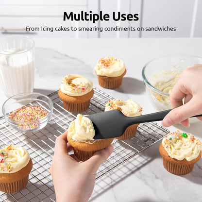 Silicone Spatula Set with 600 Degrees Fahrenheit Heat Resistant (Black) V1258-DP02-C-354