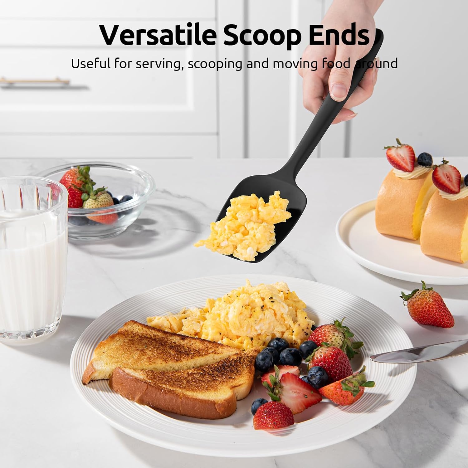 Silicone Spatula Set with 600 Degrees Fahrenheit Heat Resistant (Black) V1258-DP02-C-354