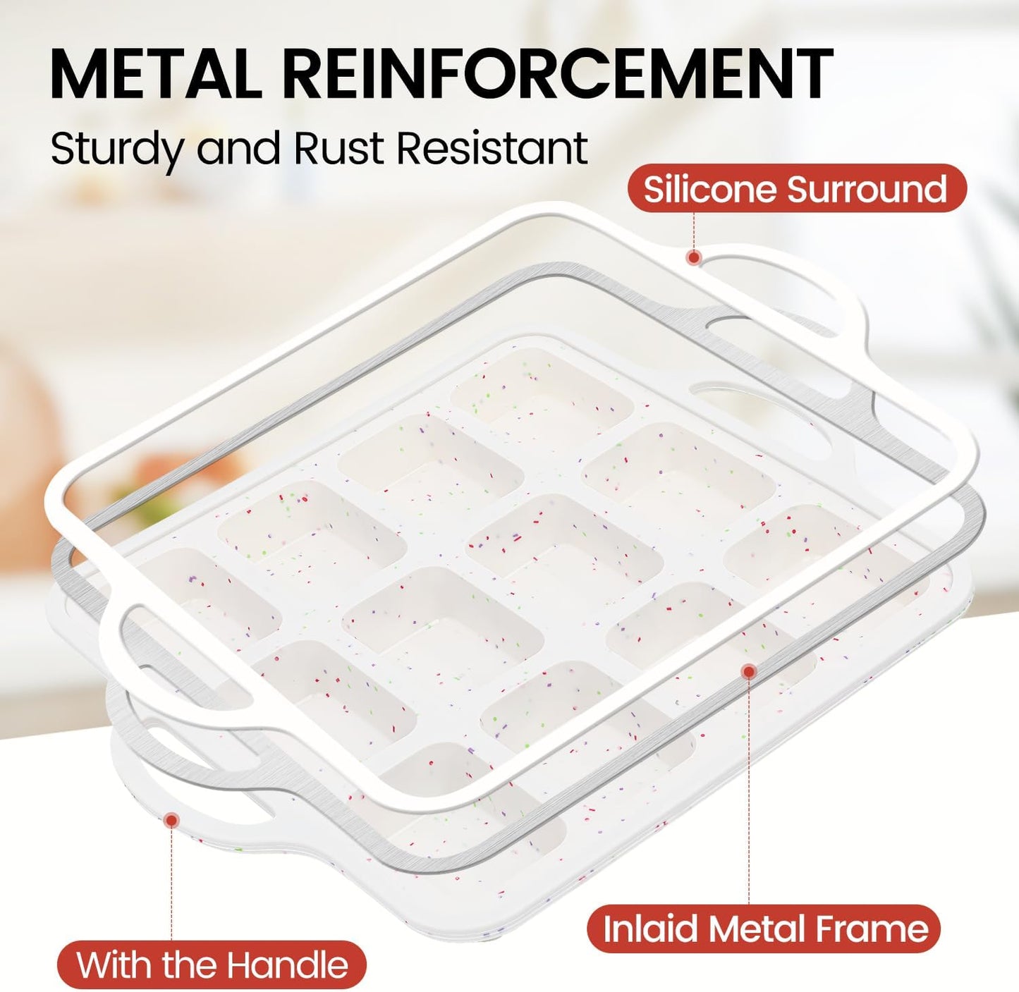Silicone Mini Loaf Pan with Metal Frame & Silicone Bread Loaf Pans V1258-DP02-C-36