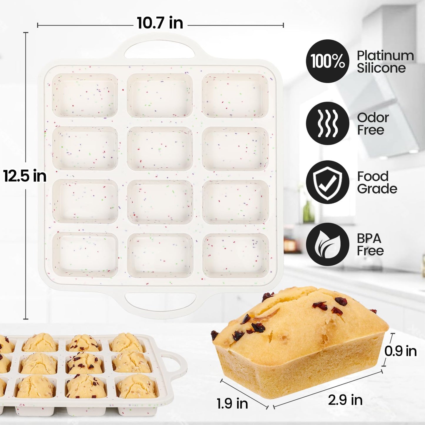 Silicone Mini Loaf Pan with Metal Frame & Silicone Bread Loaf Pans V1258-DP02-C-36