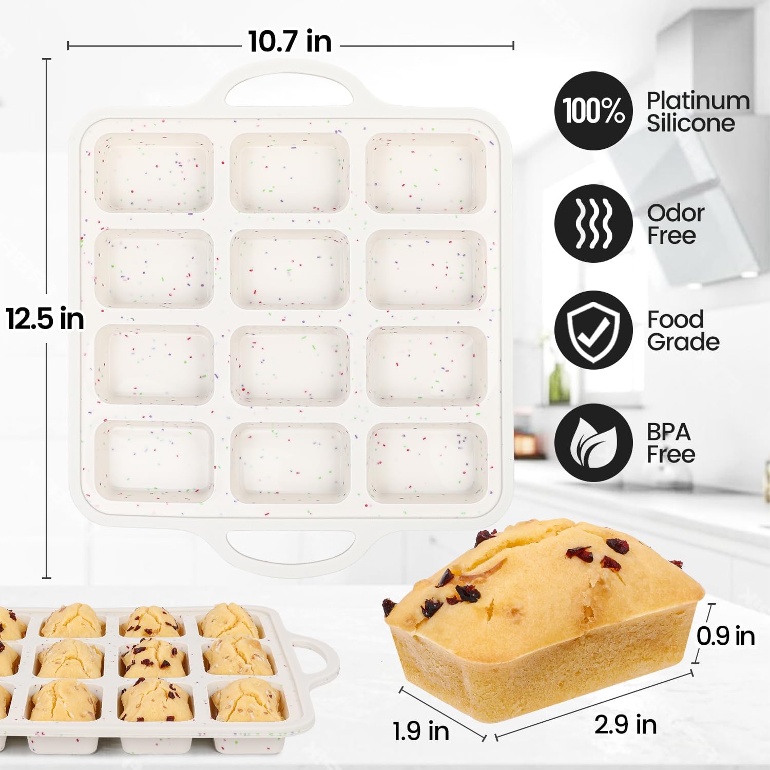 Silicone Mini Loaf Pan with Metal Frame & Silicone Bread Loaf Pans V1258-DP02-C-36