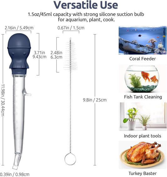 Aquarium Pipette Cleaner: 1.5oz Coral Feeder for Fish Tank Cleaning, Manual Feeding Tube, Food Grade Siphon V1258-DP02-C-363