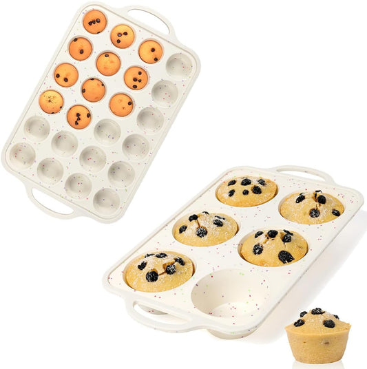 Mini Cupcake Pans, Jumbo Muffin Pan, Metal Reinforced Frame for Baking Giant Homemade Muffins, Cupcakes, V1258-DP02-C-37