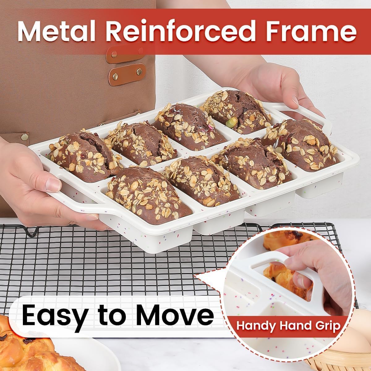 Mini Cupcake Pans, Mini Loaf Pan, Easy to Handle for Baking Mini Muffins, Mini Cupcakes, Mini Egg Bites, Mini V1258-DP02-C-38