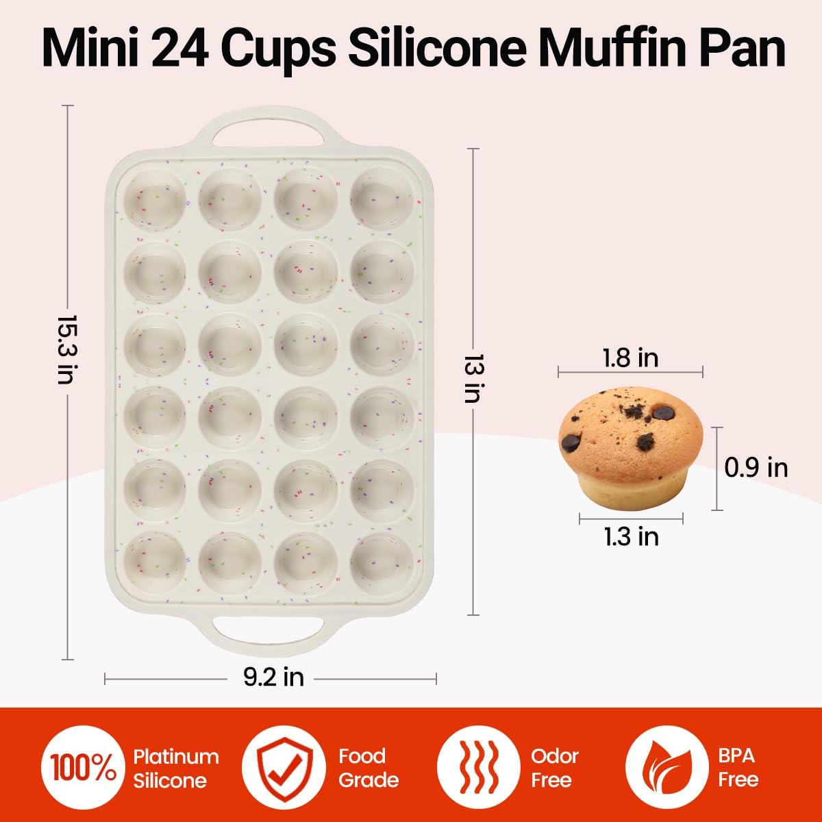 Mini Cupcake Pans, Mini Loaf Pan, Easy to Handle for Baking Mini Muffins, Mini Cupcakes, Mini Egg Bites, Mini V1258-DP02-C-38