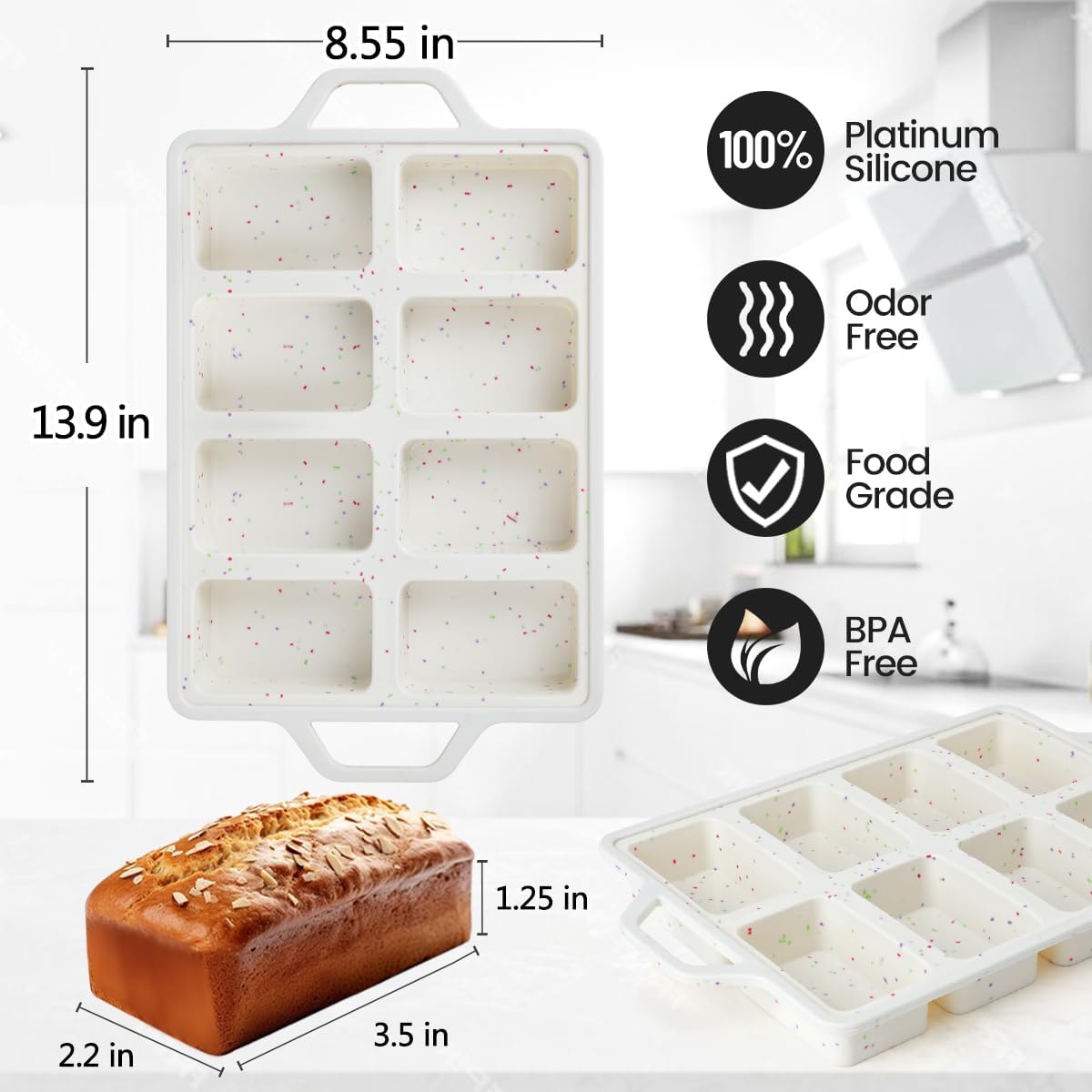 Mini Cupcake Pans, Mini Loaf Pan, Easy to Handle for Baking Mini Muffins, Mini Cupcakes, Mini Egg Bites, Mini V1258-DP02-C-38