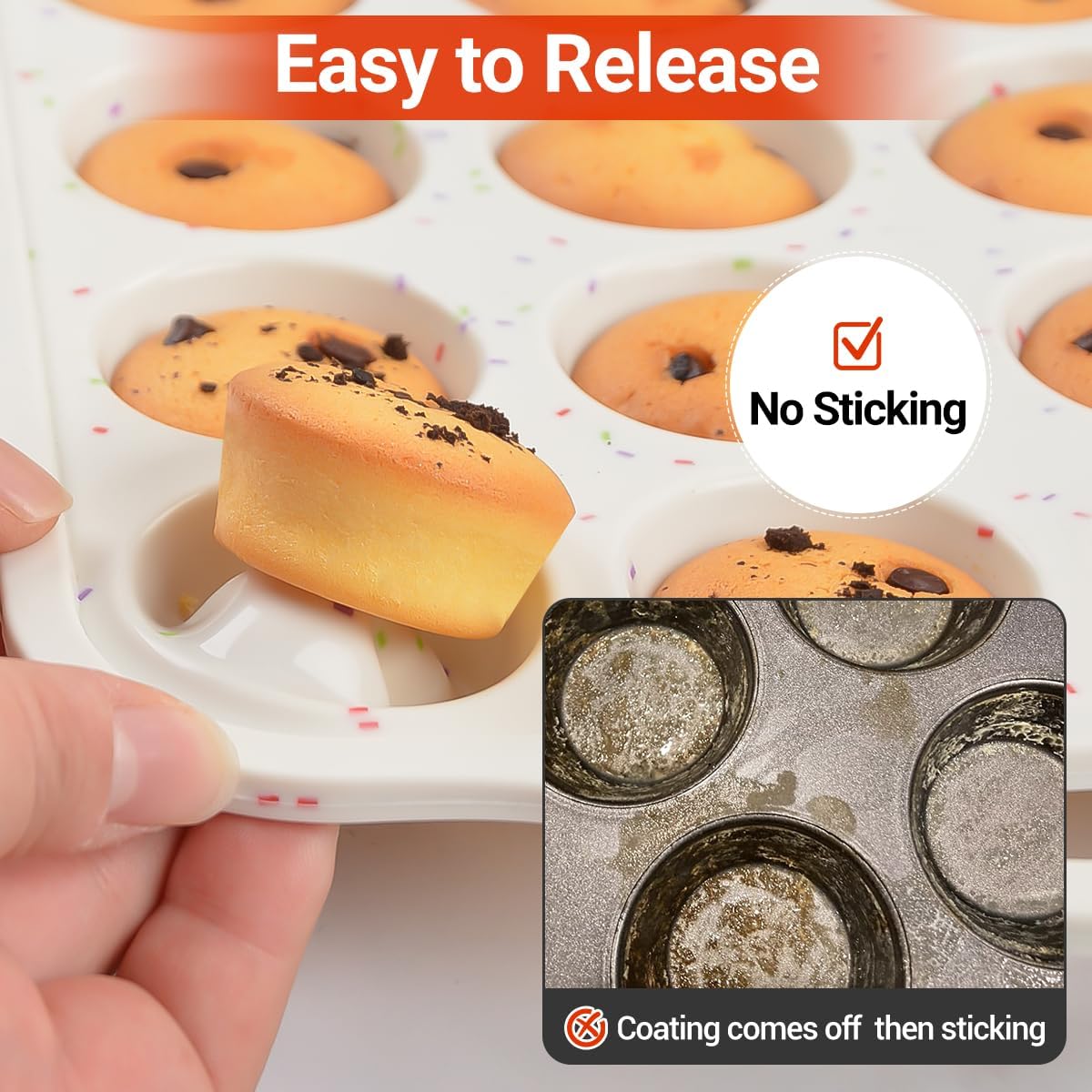 Mini Cupcake Pans, Mini Loaf Pan, Easy to Handle for Baking Mini Muffins, Mini Cupcakes, Mini Egg Bites, Mini V1258-DP02-C-38