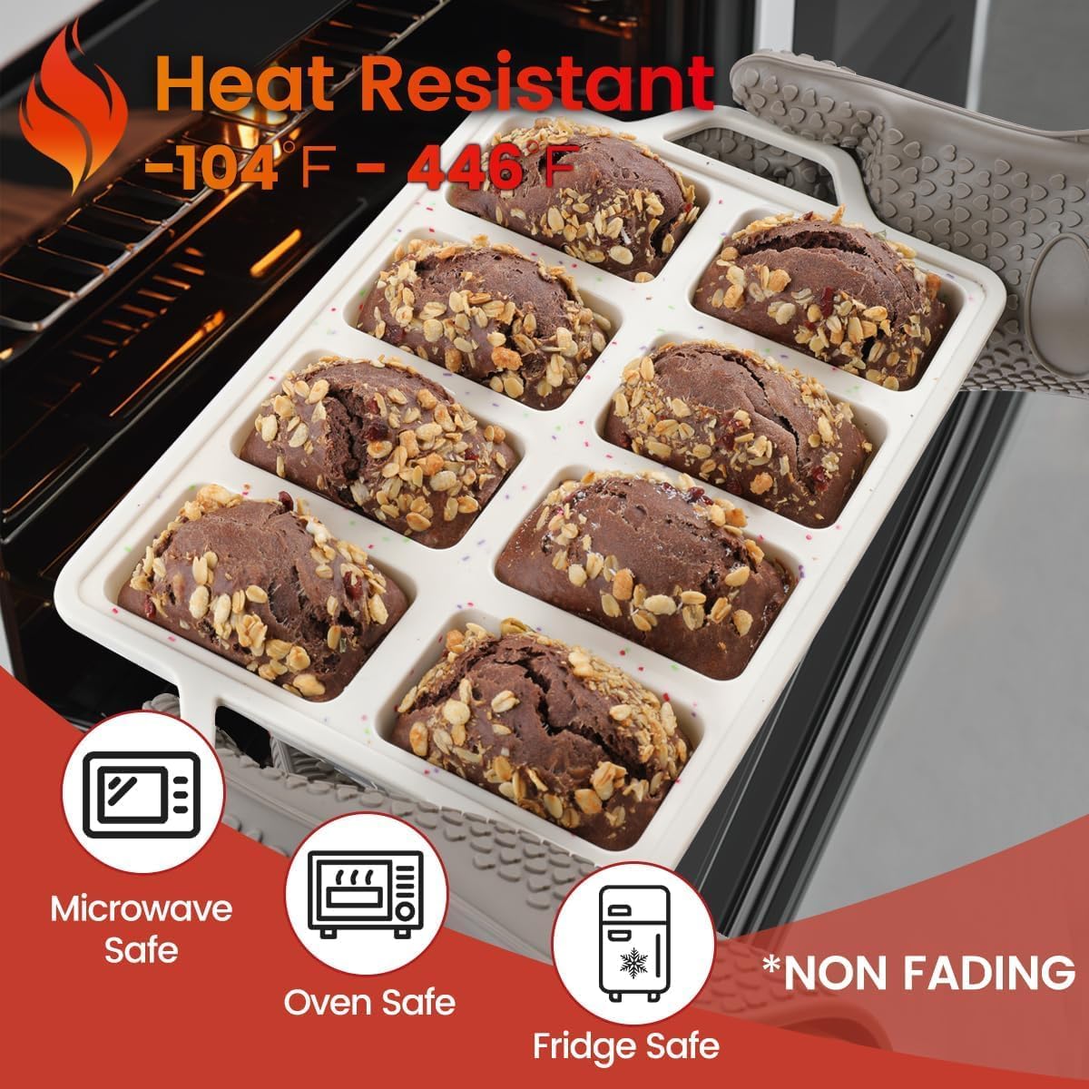 Mini Cupcake Pans, Mini Loaf Pan, Easy to Handle for Baking Mini Muffins, Mini Cupcakes, Mini Egg Bites, Mini V1258-DP02-C-38