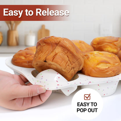 Silicone Muffin Pan, 24 Cups Nonstick Mini Cupcake Pan, Jumbo Muffin Pan, 3.5" Large 6 Cup for Baking Muffin, V1258-DP02-C-39