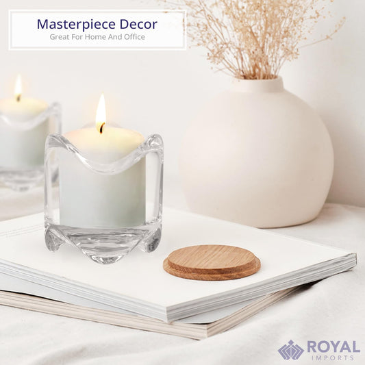 Tea Lights Votive Candles Holders (Set of 6), 2 in. Glass Candle Cups, Wedding Table Centerpiece, Home Decor, V1258-DP02-C-398