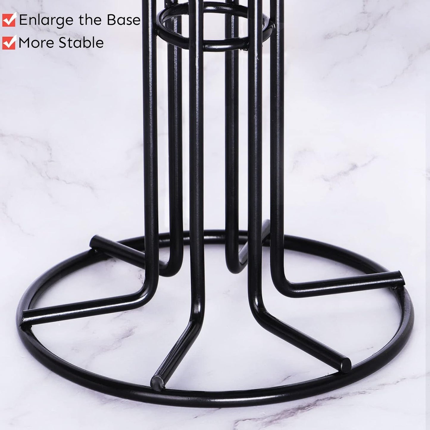 Mug Tree for Large Cups, Counter Coffee Mug Holder with 6 Hooks, Metal Coffee Cup Holder Tree, Standing Rack V1258-DP02-C-412