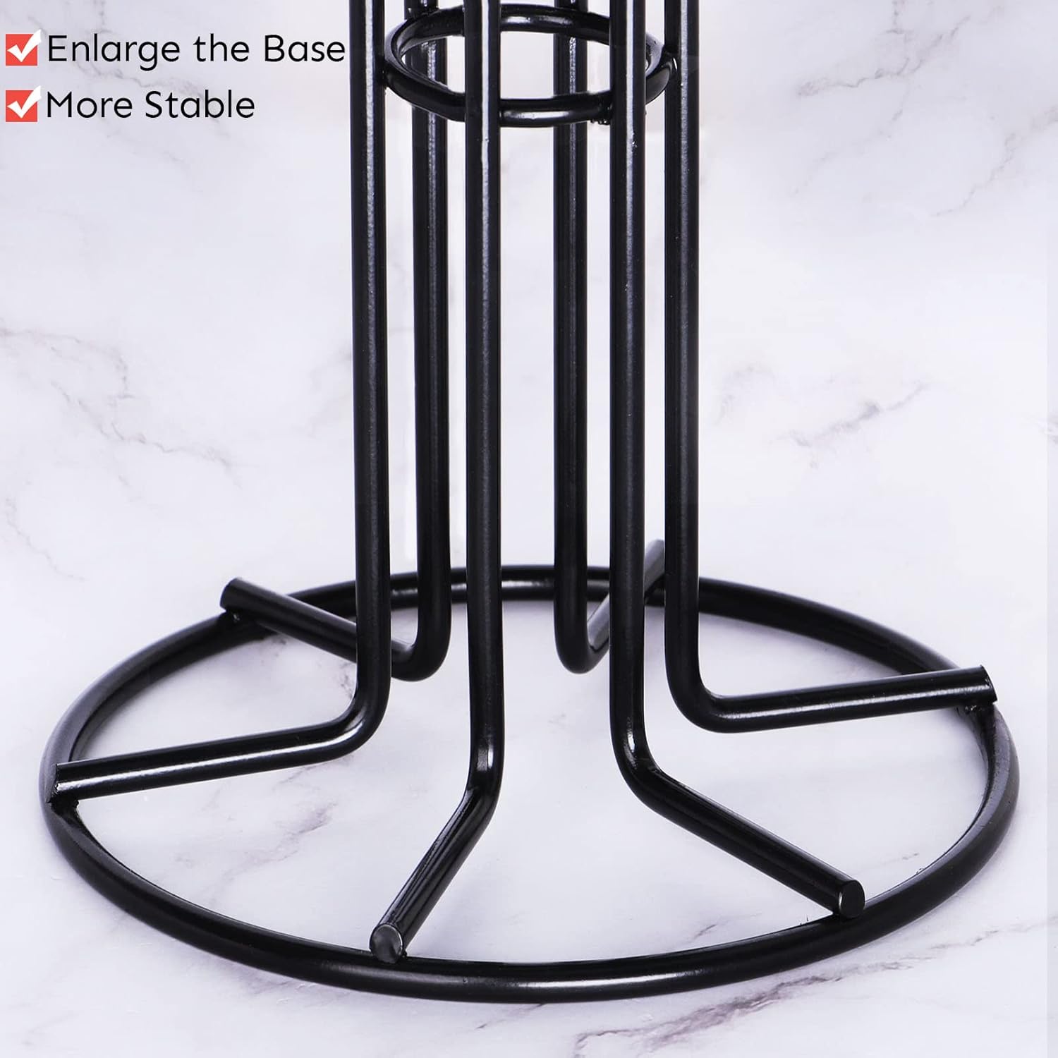 Mug Tree for Large Cups, Counter Coffee Mug Holder with 6 Hooks, Metal Coffee Cup Holder Tree, Standing Rack V1258-DP02-C-412