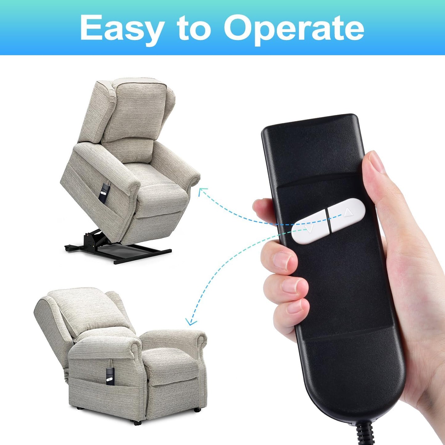 Recliner Remote Lift Chair Remote Replacement 2 Button (Up/Down) 5-Pin Hand Controller for Lazyboy, Golden V1258-DP02-C-422