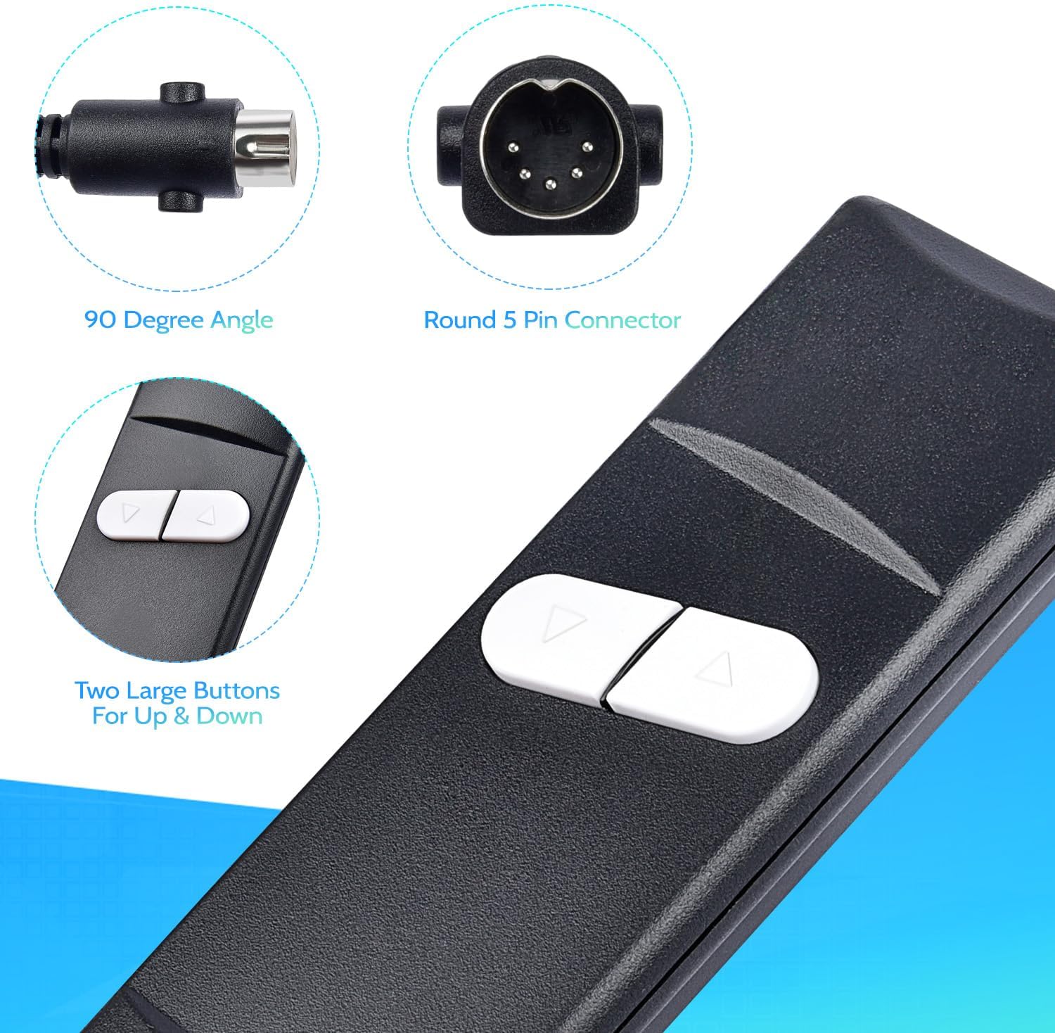 Recliner Remote Lift Chair Remote Replacement 2 Button (Up/Down) 5-Pin Hand Controller for Lazyboy, Golden V1258-DP02-C-422