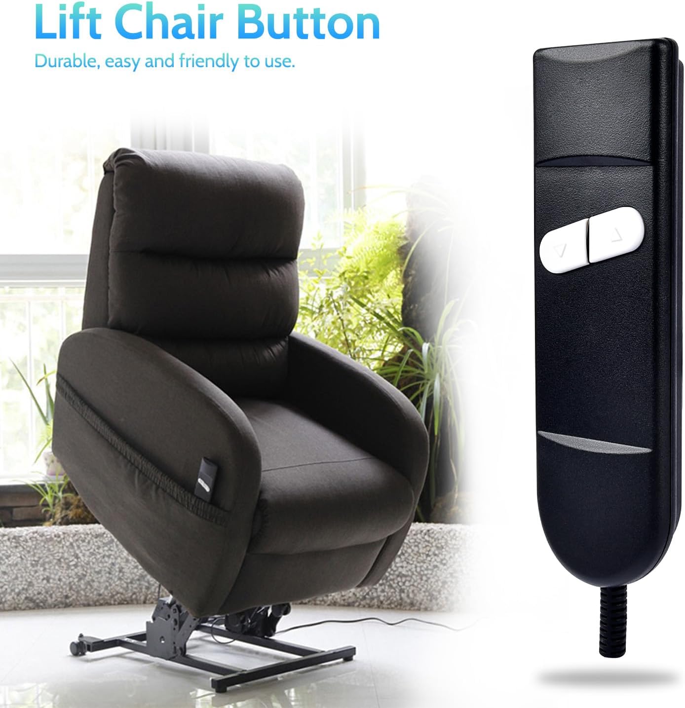 Recliner Remote Lift Chair Remote Replacement 2 Button (Up/Down) 5-Pin Hand Controller for Lazyboy, Golden V1258-DP02-C-422