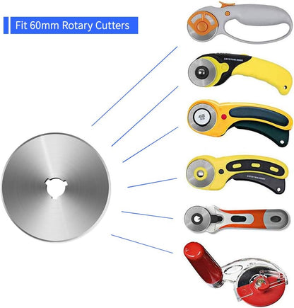 60MM Rotary Cutter Blades, 10PCS Premium Spare Replacement Cutting Blades with Sharpness, Great for Heavy V1258-DP02-C-423