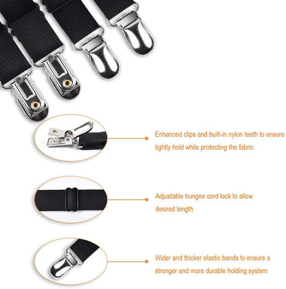 Adjustable Elastic Sheet Straps Fasteners Black 4Pcs and 2Pcs V1258-DP02-C-424