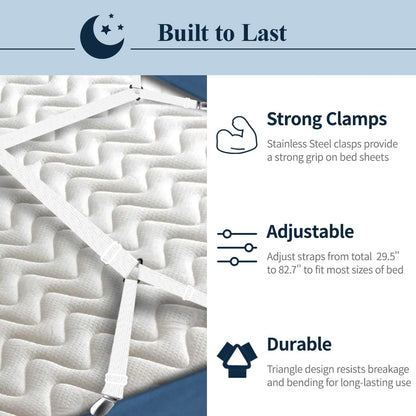 Adjustable Elastic Sheet Straps Fasteners White 4Pcs and 2Pcs V1258-DP02-C-425