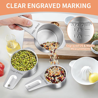 Measuring Cups and Spoons Set, 7 Stainless Steel Nesting Measuring Cups & 7 Spoons, 5 Mini Measuring Spoons V1258-DP02-C-43