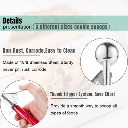 Cookie Scoop Set, Ice Cream Scoop Set, Cookie Scoops for Baking, Multiple Size Large-Medium-Small Size V1258-DP02-C-430