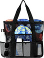 Mesh Beach Bag - Large Beach Tote with Multi Functional Pockets for Family Travel/Vacation V1258-DP02-C-441