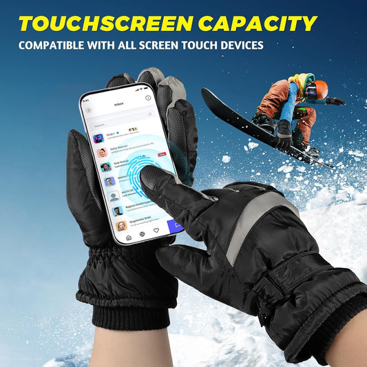 Winter Ski Gloves, Windproof Glove for Men & Women, Touchscreen Snow Gloves for Cold Weather, Thermal Warm V1258-DP02-C-442