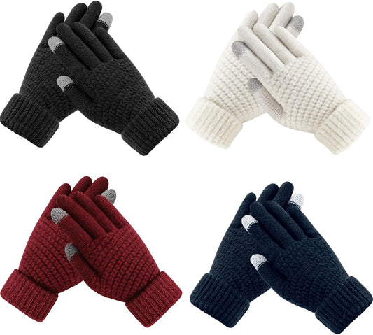 Winter Gloves for Women - Warm Womens Winter Gloves, Touchscreen Knit Glove with Elastic Cuff for Cold Weather V1258-DP02-C-445