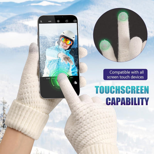 Winter Gloves for Women - Warm Womens Winter Gloves, Touchscreen Knit Glove with Elastic Cuff for Cold Weather V1258-DP02-C-445