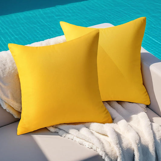 Outdoor Pillow Covers Set of 2, Decorative Farmhouse Waterproof Pillow Covers, Solid Linen Pillowcase Cushion V1258-DP02-C-447