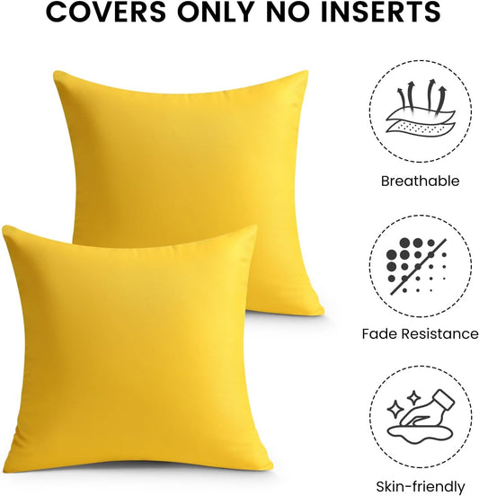 Outdoor Pillow Covers Set of 2, Decorative Farmhouse Waterproof Pillow Covers, Solid Linen Pillowcase Cushion V1258-DP02-C-447