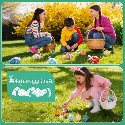 24PCS Hanging Easter Eggs - Reusable Plastic Easter Egg Decorations for Tree Ornaments, Basket, Party & Home V1258-DP02-C-449