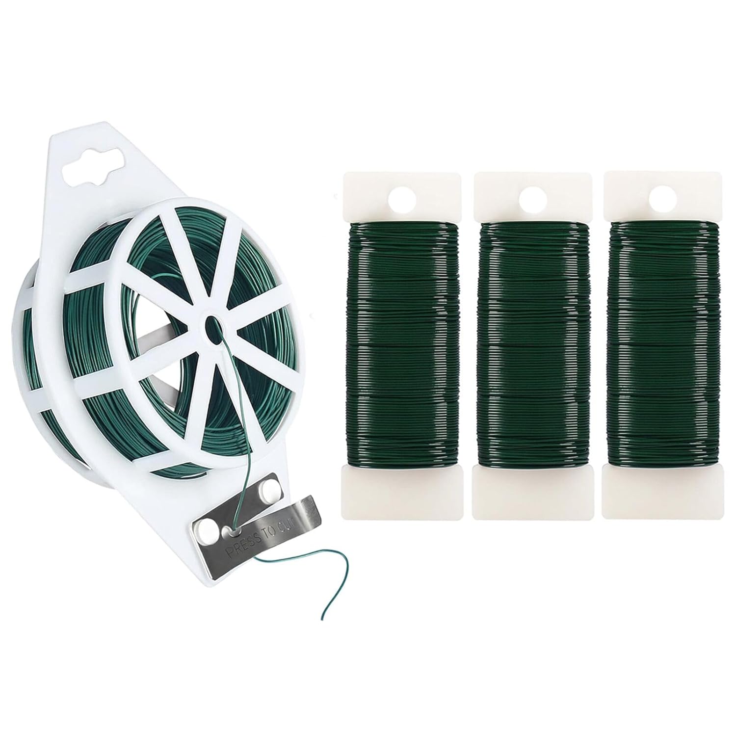 328 Feet 22 Gauge Floral Wire with Cutter and 3 Pack Green Floral Wire V1258-DP02-C-452