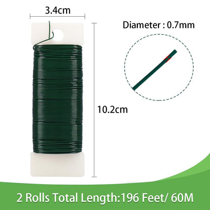 328 Feet 22 Gauge Floral Wire with Cutter and 3 Pack Green Floral Wire V1258-DP02-C-452