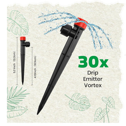 30pcs Quick-Connect Drip Irrigation Emitters for 1/4" Drip Irrigation Tubing - Adjustable Push-to-Connect 360 V1258-DP02-C-456