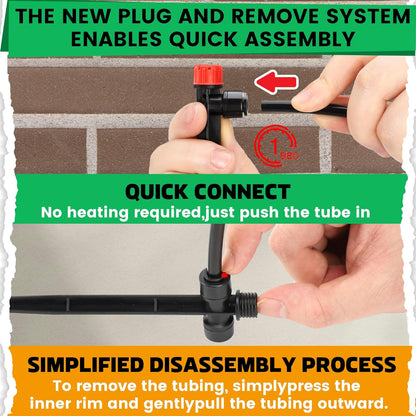 30pcs Quick-Connect Drip Irrigation Emitters for 1/4" Drip Irrigation Tubing - Adjustable Push-to-Connect 360 V1258-DP02-C-456