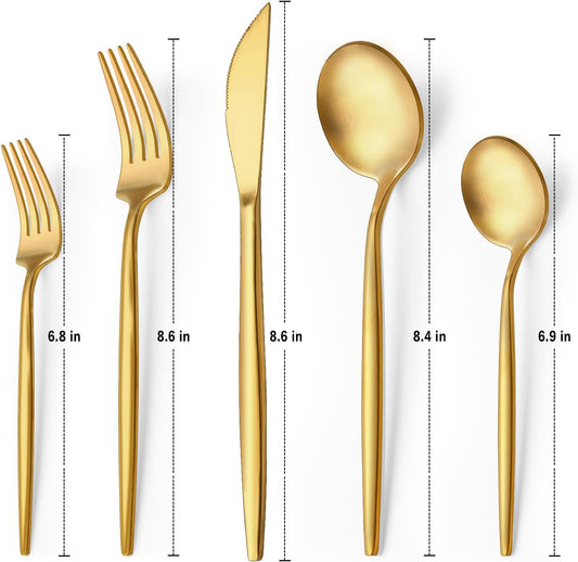 30-Piece Gold Silverware Set, Flatware Set for 6, Food-Grade Stainless Steel Cutlery Set, Includes Spoons V1258-DP02-C-46