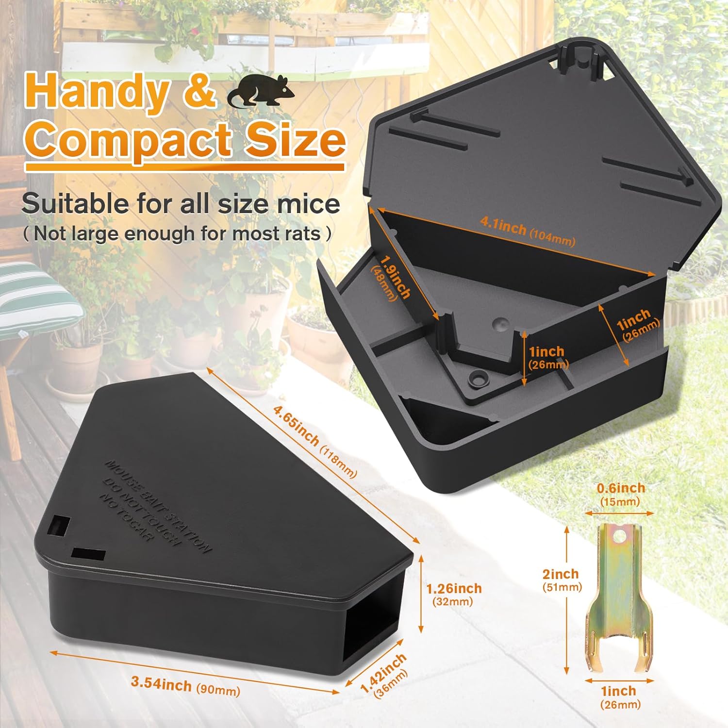 Mouse Station with Keys Black 6 Pack, Key Required Mouse Stations, Mice Stations, Keeps Children and Pets V1258-DP02-C-465