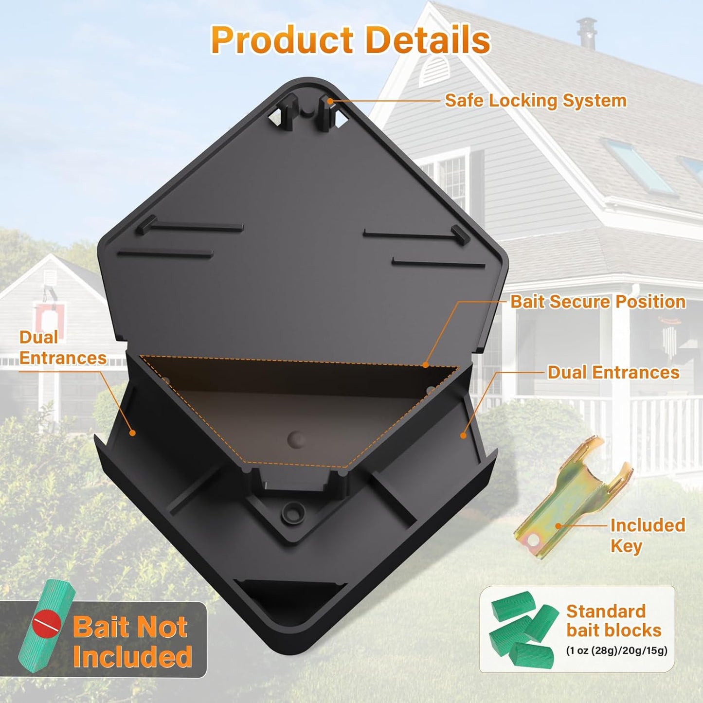 Mouse Station with Keys Black 6 Pack, Key Required Mouse Stations, Mice Stations, Keeps Children and Pets V1258-DP02-C-465