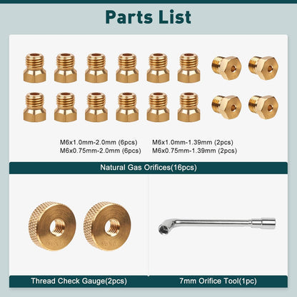 Natural Gas Conversion Kit, Propane to NG Orifices Nozzle, for Blackstone 28'' & 36'' Griddles, Rangetop V1258-DP02-C-467