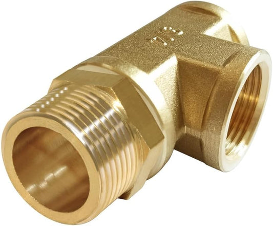 Brass Tee Pipe Fitting Barstock 3 Way 3/4" NPT Female x 3/4" NPT Female x 3/4" NPT Male Hose Fitting V1258-DP02-C-470