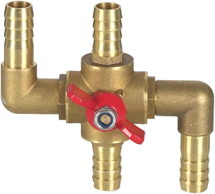 All Solid Brass Body Automobile Integrated 4-Way Heating Water Manual Control Valve 5/8" (16mm) OD Barb V1258-DP02-C-473