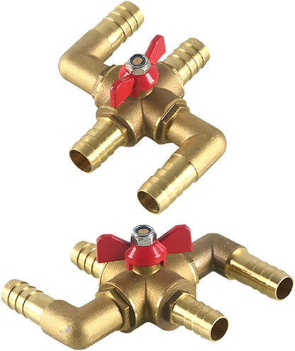 All Solid Brass Body Automobile Integrated 4-Way Heating Water Manual Control Valve 5/8" (16mm) OD Barb V1258-DP02-C-473
