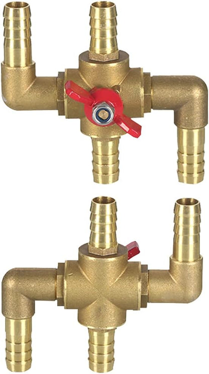 All Solid Brass Body Automobile Integrated 4-Way Heating Water Manual Control Valve 5/8" (16mm) OD Barb V1258-DP02-C-473