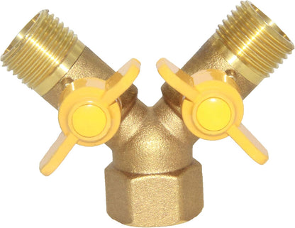3 Way Split Brass Shut Off Ball Valve Fitting G 1/2" Male x Male x 1/2" Female Thread Y Shaped Type Union V1258-DP02-C-475