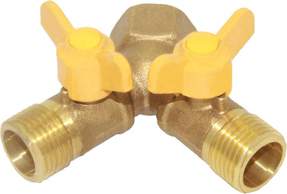 3 Way Split Brass Shut Off Ball Valve Fitting G 1/2" Male x Male x 1/2" Female Thread Y Shaped Type Union V1258-DP02-C-475
