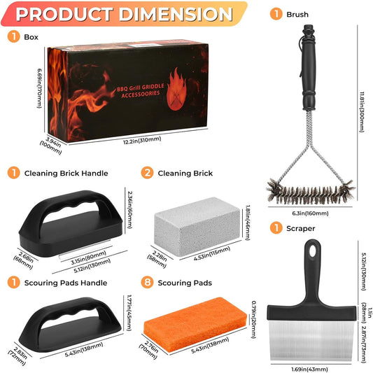 Griddle Cleaning Kit for Blackstone, Flat Top Grill Accessories Cleaner Tool Set Grill Stone, Griddle V1258-DP02-C-48