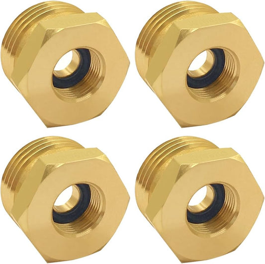 4PCS 3/4 GHT Male to 3/8 Compression Female Bushing Pipe Fitting, Brass Reducer Faucet Connector Water Hose V1258-DP02-C-492