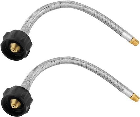 2PCS 12" Length Stainless Steel Braided Propane Tank Pigtail Connector for Standard Two-Stage Regulator 1/4" V1258-DP02-C-497