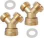 2PCS Brass 3/4" GHT Garden Hose Splitter Body Backyard 2 Way Y Shaped Connector Threaded Pipe Fitting Coupler V1258-DP02-C-498